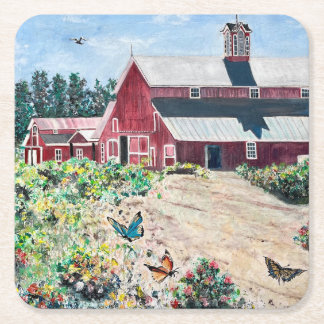 Posavasos Cuadrado De Papel Barnes y mariposas