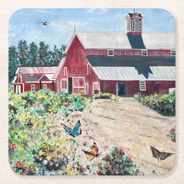 Posavasos Cuadrado De Papel Barnes y mariposas (Anverso)