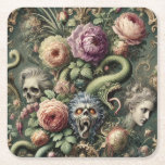 Posavasos Cuadrado De Papel Baroquing Boundaries – Gothic Victorian<br><div class="desc">Venomous serpents coil through roses and relics in Baroquing Boundaries,  where a baroque garden seethes with spirits too restless to stay hidden. Marble visages and spectral skulls breach the bloom,  breaking the frame between elegance and eerie abandon.

For those who dare to let beauty and menace entwine without restraint.</div>