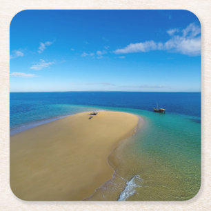 Posavasos Cuadrado De Papel Barra de arena e isla del Ibo del Dhow el  ,