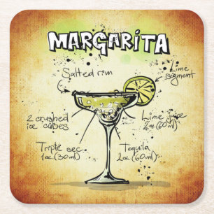 Posavasos Cuadrado De Papel Barra de oro de la receta Margarita