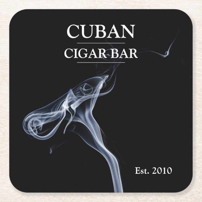 Posavasos Cuadrado De Papel Barra de puros Mat de cerveza negra y blanca (Anverso)