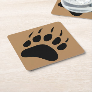 Posavasos Cuadrado De Papel Barware de impresión de pastas negras de oso pardo