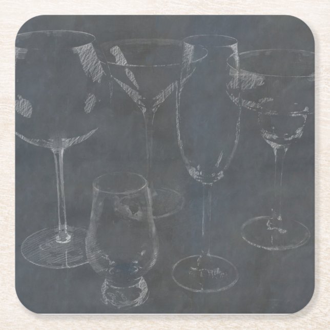 Posavasos Cuadrado De Papel Barware de vidrio (Anverso)