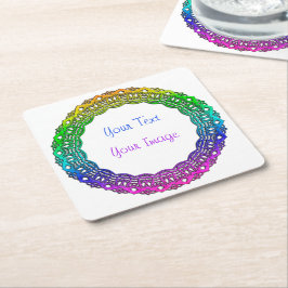 Posavasos Cuadrado De Papel Basculador - Lace Como Marco Circular Multicolor