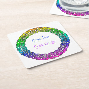 Posavasos Cuadrado De Papel Basculador - Lace Como Marco Circular Multicolor