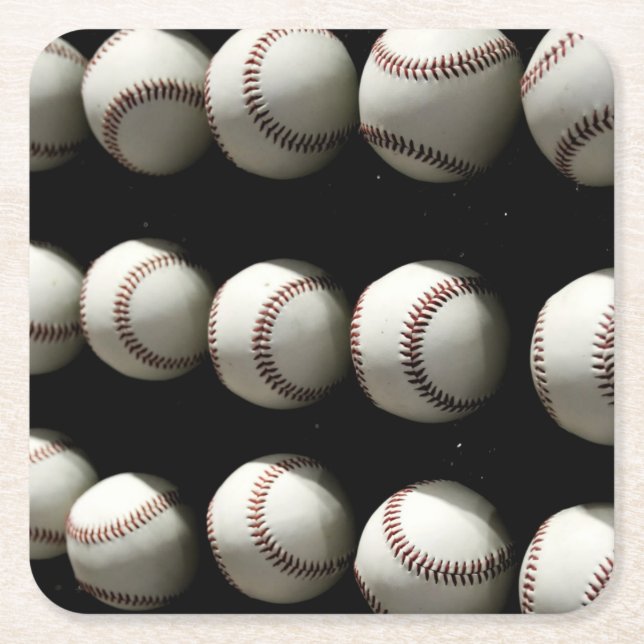 Posavasos Cuadrado De Papel Baseballs (Anverso)