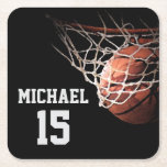 Posavasos Cuadrado De Papel Basketball Your Name<br><div class="desc">Digital Sporting Images and Artworks - We Love Basketball - American Popular Sports</div>