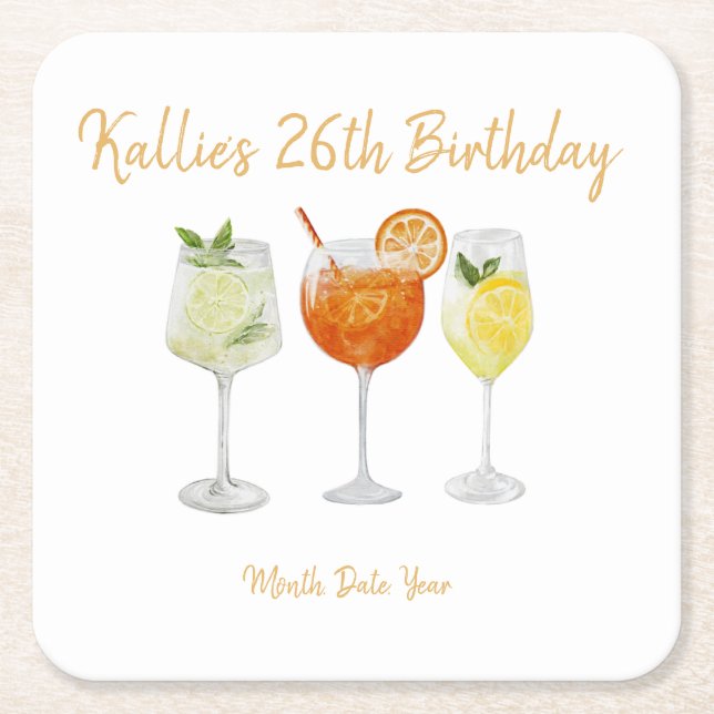 Posavasos Cuadrado De Papel Bastante de cumpleaños - Spritz (Anverso)