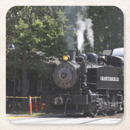Posavasos Cuadrado De Papel Bastones de bebidas de tren del motor de vapor