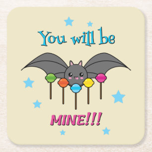 Posavasos Cuadrado De Papel Bat Craving Lollipops - Serás Mío