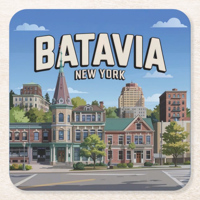 Posavasos Cuadrado De Papel Batavia NY Coaster Set (Anverso)