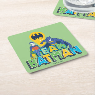 Posavasos Cuadrado De Papel Batman   Equipo Batman y Robin