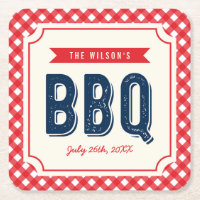 BBQ de Verano Rojo Gingham y Azul
