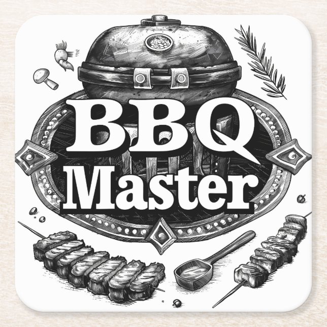 Posavasos Cuadrado De Papel BBQ Master" Papel Coaster (Anverso)