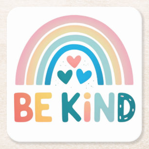Posavasos Cuadrado De Papel Be Kind Rainbow