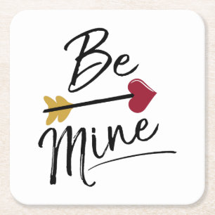 Posavasos Cuadrado De Papel Be mine Cute Valentines