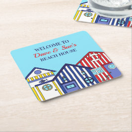 Posavasos Cuadrado De Papel Beach House Beach Huts Nautical