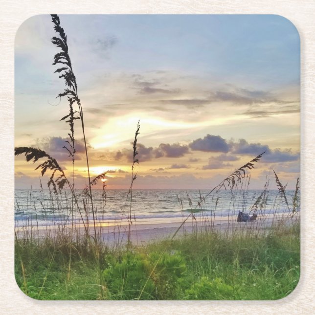 Posavasos Cuadrado De Papel Beach Time Sunset Coasters (Anverso)