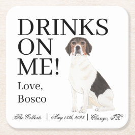 Posavasos Cuadrado De Papel Beagle Boda
