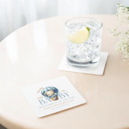 Posavasos Cuadrado De Papel Bear Bear Blue Balloon Rige