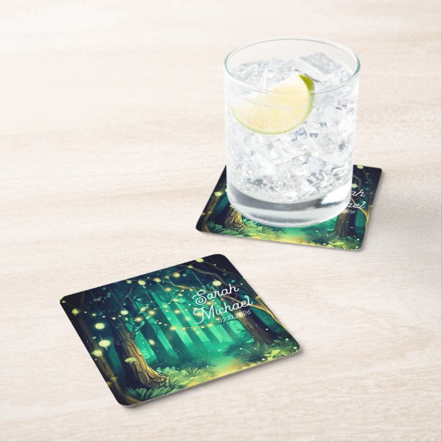 Posavasos Cuadrado De Papel Beautiful Wedding  (In situ)