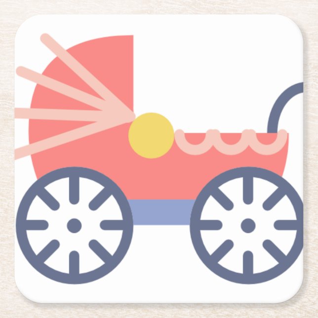 Posavasos Cuadrado De Papel bebé buggy (Anverso)