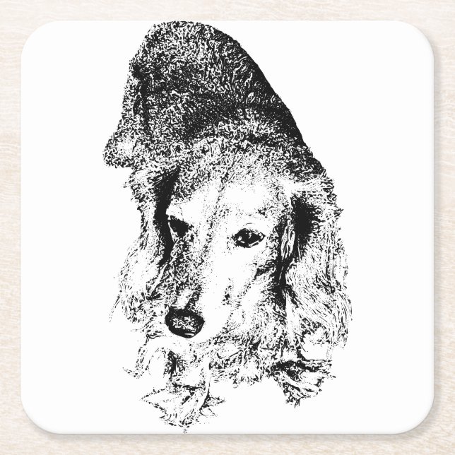 Posavasos Cuadrado De Papel Bebe con columna vertebral – Dachshund (Anverso)