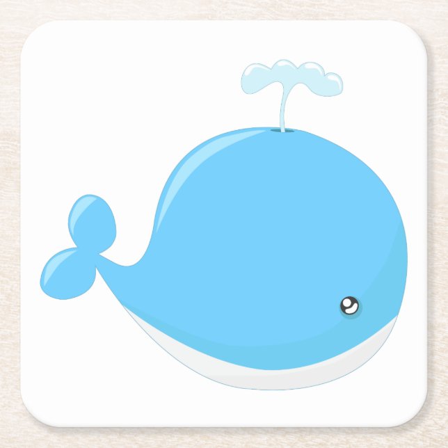 Posavasos Cuadrado De Papel Bebé de ballena kawaii personalizados niños (Anverso)