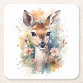 Posavasos Cuadrado De Papel Bebé de bosque lindo querido pinturas de arte de g