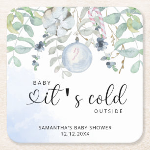 Posavasos Cuadrado De Papel Bebé, hace frío afuera invitación de baby shower