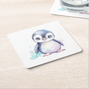 Posavasos Cuadrado De Papel Bebé Papel pingüino