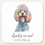 Posavasos Cuadrado De Papel ¡Bebe Sobre Mí! Boda del Mascota del perro canino<br><div class="desc">¡Estas son bebidas sobre mí! ¡Pascua de papel de Boda de perro canino!</div>