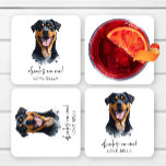 Posavasos Cuadrado De Papel ¡Bebe Sobre Mí! Boda del Mascota del perro Rottwei<br><div class="desc">¡Estas son bebidas sobre mí! ¡Boda de papel de rottweiler Mascota de perro!</div>