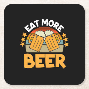 Posavasos Cuadrado De Papel Bebedor de cerveza come más cerveza divertido cump