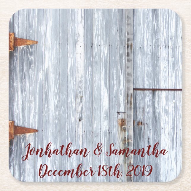 Posavasos Cuadrado De Papel Beber Ataques de lavado blanco Barn de madera de e (Anverso)