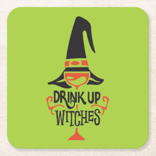 Posavasos Cuadrado De Papel Beber brujas   Halloween