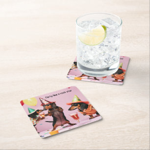 Posavasos Cuadrado De Papel Beber Fiesta Dachshund