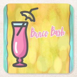 Posavasos Cuadrado De Papel Beber rosa Bunco Bash Coaster