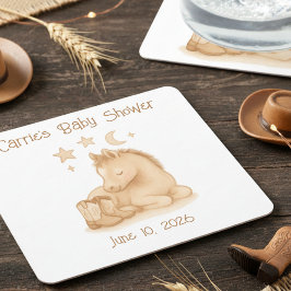 Posavasos Cuadrado De Papel Bebés dulces occidentales y Baby Shower de comida