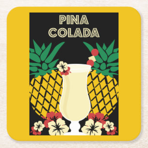 Posavasos Cuadrado De Papel Bebida de cóctel de Piña Colada