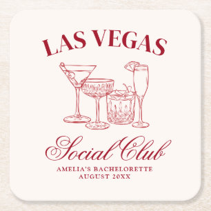 Posavasos Cuadrado De Papel Bebida Enamorada Cocktails Club Social Bachelorett
