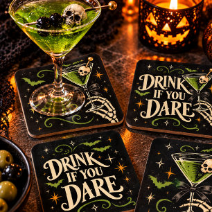 Posavasos Cuadrado De Papel Bebida Si Te Atreves Cóctel de Halloween