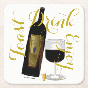 Posavasos Cuadrado De Papel Bebida tostada Disfrute con vino