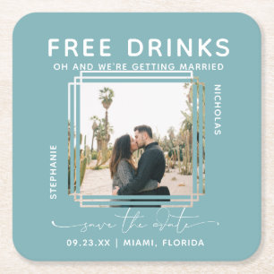 Posavasos Cuadrado De Papel Bebidas gratis Foto Guardar la fecha
