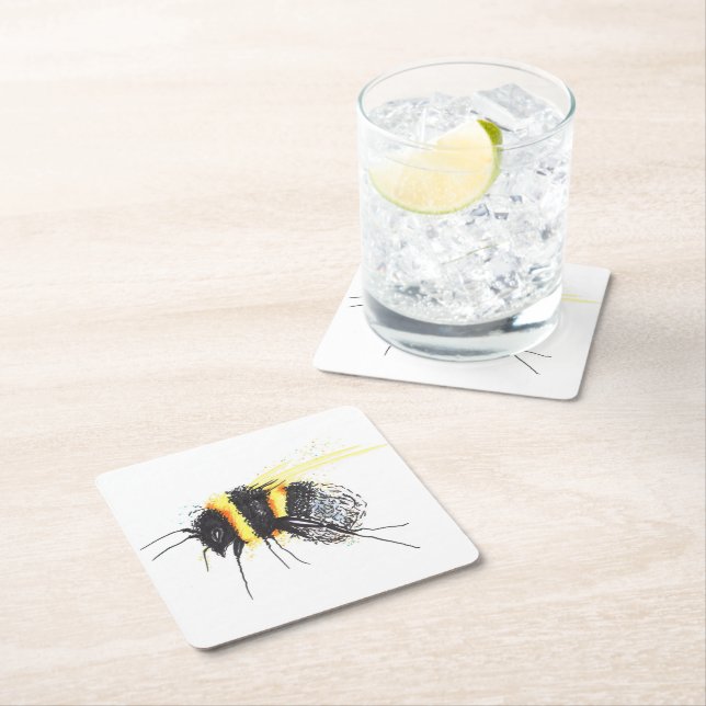 Posavasos Cuadrado De Papel Bee Coaster (In situ)