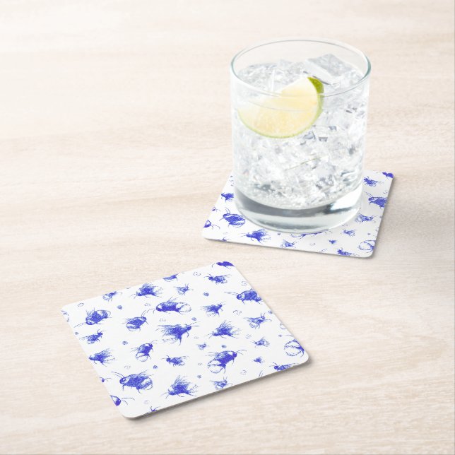 Posavasos Cuadrado De Papel Bee Coaster - Arte de mano dibujado, regalo para m (In situ)