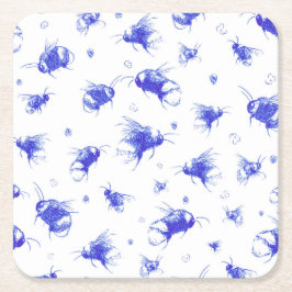 Posavasos Cuadrado De Papel Bee Coaster - Arte de mano dibujado, regalo para m