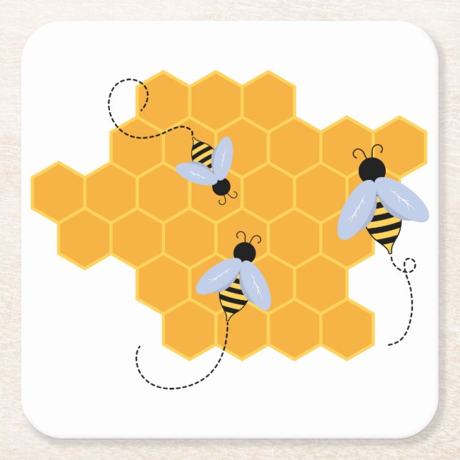 Posavasos Cuadrado De Papel Bee Hive (Anverso)