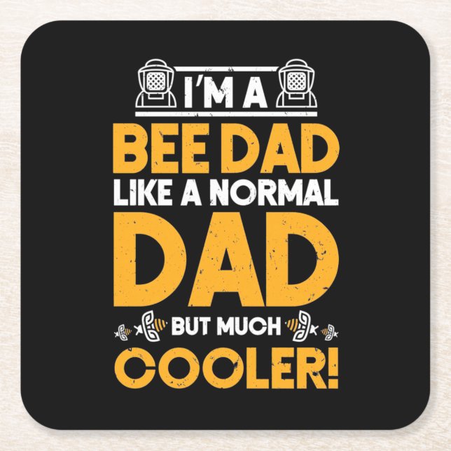 Posavasos Cuadrado De Papel Beekeeper Gift | Soy Un Papá Abeja (Anverso)
